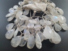 Rainbow Moonstone Front Drill Faceted Pear Beads