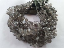 Grey Moonstone Faceted Pear Beads