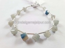 Lazulite Or Trolleite Quartz Faceted Cube Beads