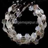 White Moonstone Faceted Flower Shape Beads