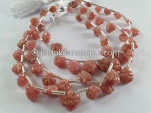 Rhodochrosite Carved Maple Leaf Shape Beads
