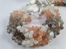 Multi Moonstone Faceted Trillion Beads