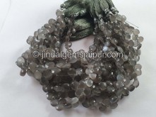 Grey Moonstone Faceted Heart Beads