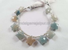 Lazulite Or Trolleite Quartz Faceted Star Beads