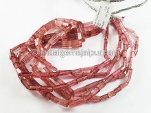 Pink Tourmaline Cut Pipe Shape Beads