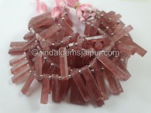 Pink Strawberry Quartz Cut Baguette Beads