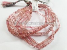 Baby Pink Tourmaline Cut Pipe Shape Beads