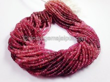 Pink Tourmaline Shaded Faceted Roundelle Shape Beads