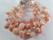 Pink Opal Carved Leaf Beads