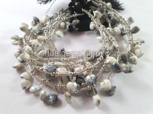 Dendritic Opal Fancy Faceted Heart Beads