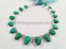 Green Turquoise Carved Leaf Shape Beads