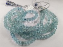 Aquamarine Carved Pumpkin Shape Beads