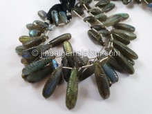 Labradorite Carved Long Pear Beads