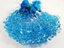 Swiss Blue Topaz Faceted Drops Beads