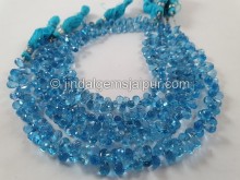 Swiss Blue Topaz Faceted Drops Beads  -- SWBT8