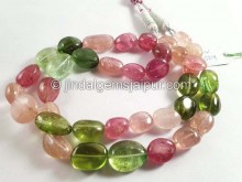 Multi Pink & Green Tourmaline Far Smooth Nuggets Beads