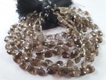 Smoky Quartz Faceted Fancy Heart Beads