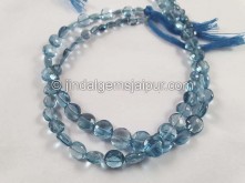 London Blue Topaz Faceted Coin Beads -- LBT90