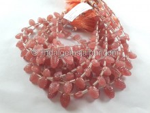 Rhodochrosite Carved Leaf Beads