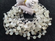 White Moonstone Fancy Cut Drops Beads -- MONA83