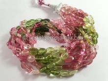 Multi Pink & Green Tourmaline Smooth Nuggets Shape Beads