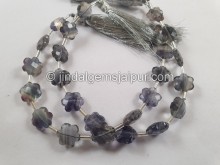 Fluorite Deep Blue Faceted Flower Beads -- FLRT29