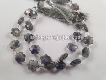 Fluorite Deep Blue Faceted Flower Beads -- FLRT29 Fluorite Deep Blue Faceted Flower Beads -- FLRT29
