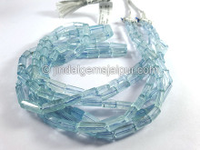 Aquamarine Step Cut Pipe Shape Beads