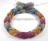 Multi Sapphire Faceted Tyre Shape Beads