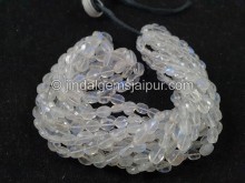 White  Rainbow Moonstone Faceted Oval Beads