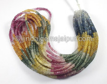 Multi Sapphire Faceted Tyre Shape Beads
