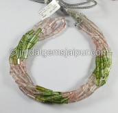 Muti Pink And Green Tourmaline Pipe Shape Beads Muti Pink And Green Tourmaline Pipe Shape Beads