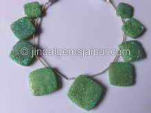 Green Druzy Faceted Cushion Shape Beads