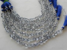 Blue Quartz Faceted Coin Shape Beads
