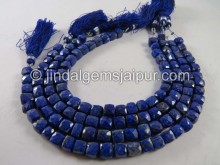 Lapis Faceted Cube Shape Beads
