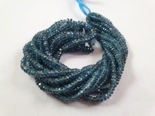 Teal Indigo Kyanite Faceted Roundelle Beads