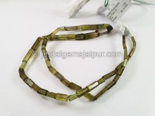 Green Tourmaline Cut Pipe Shape Beads