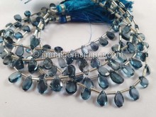 London Blue Topaz Table Cut Pear Beads -- LBT98