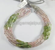 Muti Pink And Green Tourmaline Pipe Shape Beads Muti Pink And Green Tourmaline Pipe Shape Beads