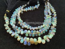 White Ethiopian Opal Smooth Drops Beads -- ETOPA112