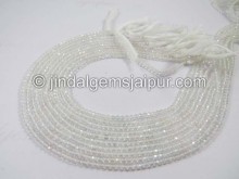 White Topaz Micro Cut Roundelle Shape Beads
