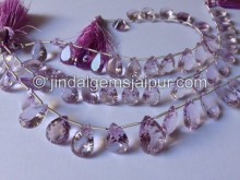 Pink Amethyst Concave Cut Pear Beads