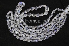 White Rainbow Faceted Oval Beads