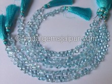 Sky Blue Topaz Briollete Heart Shape Beads