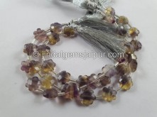 Fluorite Faceted Yellow Flower Shape Beads
