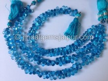 Swiss Blue Topaz Faceted Drops Shape Beads