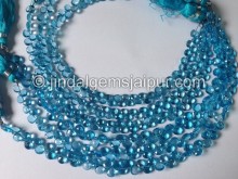 Swiss Blue Topaz Briollete Heart Shape Beads