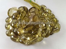 Olive Quartz Faceted Oval Nuggets Beads