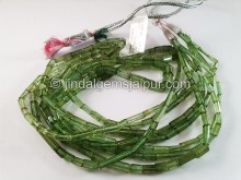 Green Tourmaline Cut Pipe Shape Beads