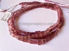 Rubellite Step Cut Pipe Shape Beads